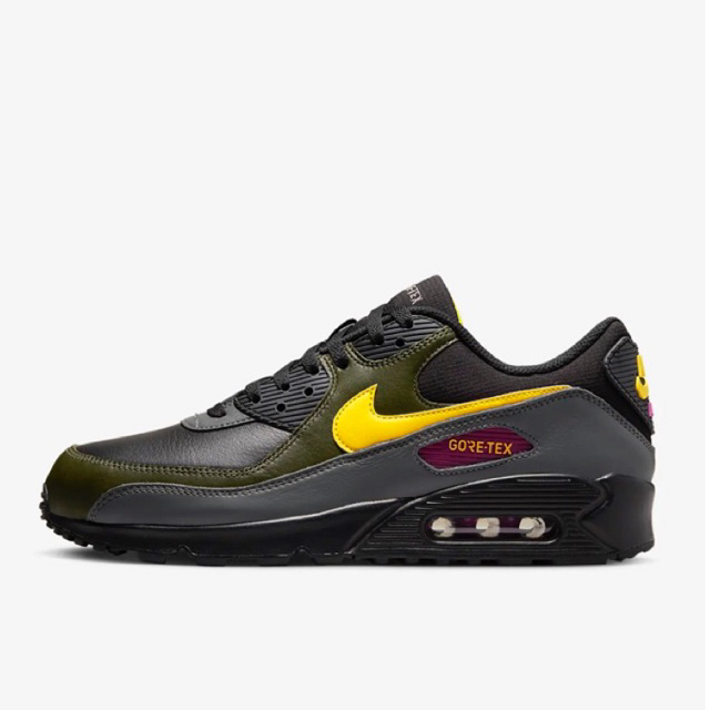 NIKE AIR MAX 90 GTX GORE-TEX BLACK CARGO KHAKI IRON GREY TOUR YELLOW ORIGINAL