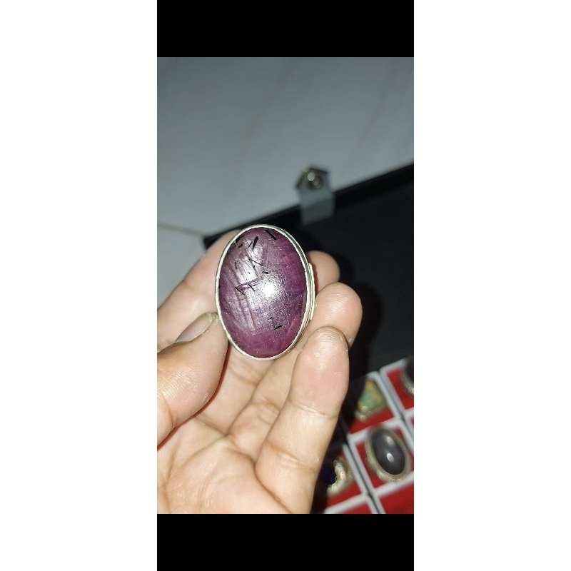 batu permata ruby jumbo ring perak