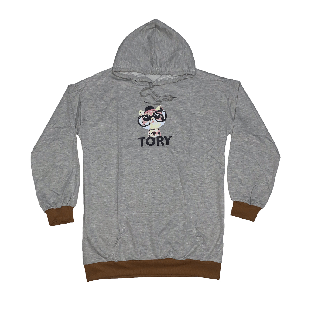 Hoodie wanita kucing abu