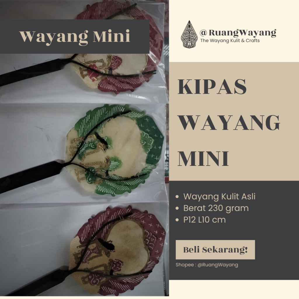 Kipas Wayang Kulit Asli Mini Bulat