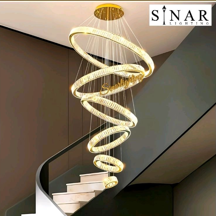 Lampu gantung void Elegan kristal Ring LED kristal 6605/120