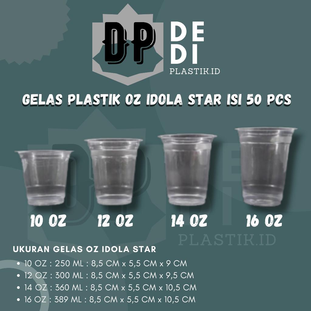 Cup es / gelas plastik / cup plastik IDOLA STAR 10 oz, 12 oz, 14 oz, 16 oz