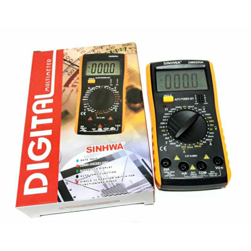 Multimeter Multitester Avometer DIGITAL SINHWA DM9205A BUZZER + LED