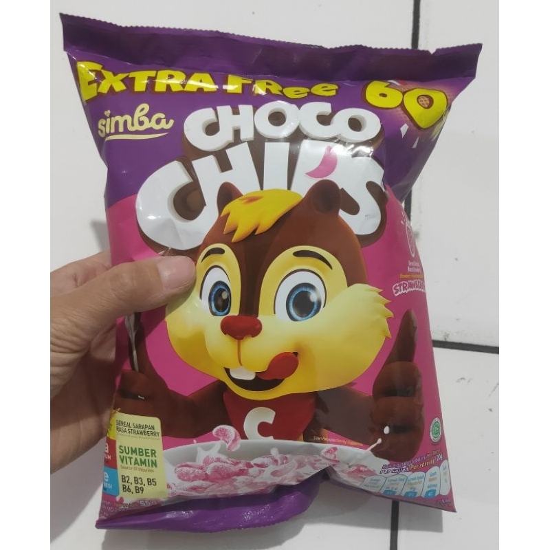 agen distributor makanan ringan snack sereal simba choco chips strawberry 55gr murah