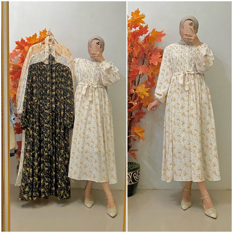 Midi Dress Vintage Korean Style Import