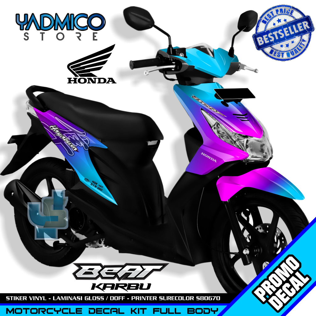 Decal Beat Karbu Full Body - Stiker Motor Beat Karbu Full Body - Decal Hologram Beat Karbu Variasi -