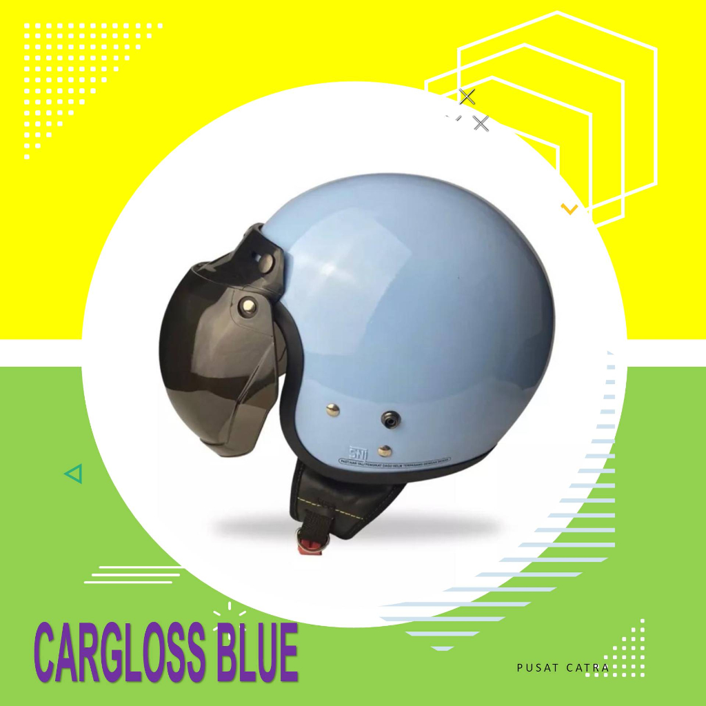 Gpro Helm Bogo Dewasa SNI Full Leher Vintage Ori Classic CG Biru Pria Wanita Hijab