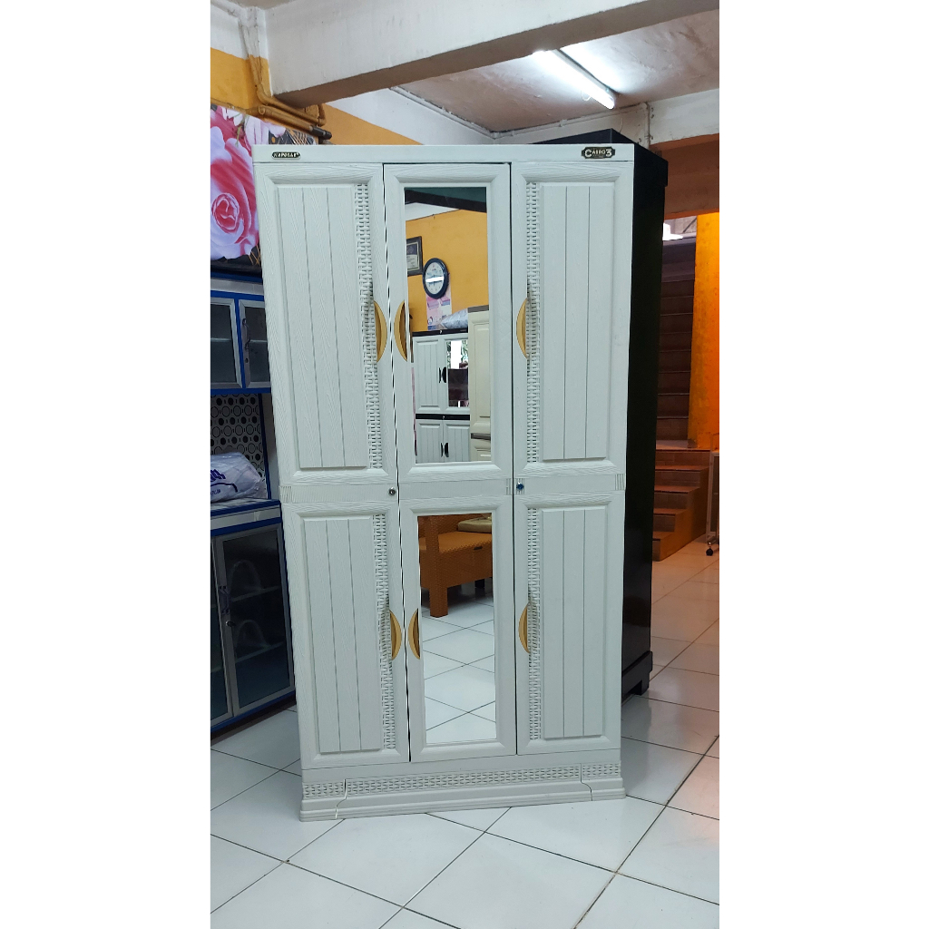 Lemari Pakaian Plastik 3 pintu + gantung NAPOLLY