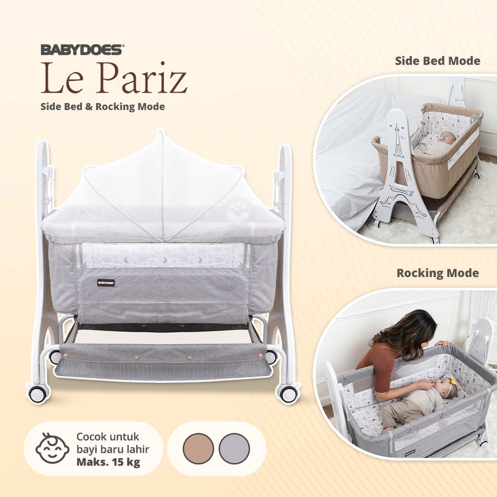 Baby Does Baby Box Le Pariz Side Bed & Rocking Mode CH - LB 1634 / Babydoes Tempat Tidur Bayi