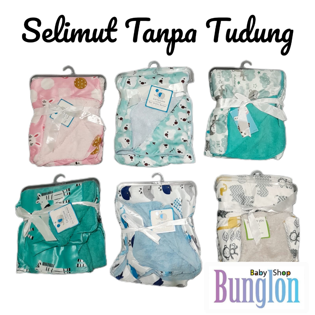 Selimut Bayi Double Fleece "Just To You" Polos Baru Lahir Tanpa Topi Bagus Lucu Bulu
