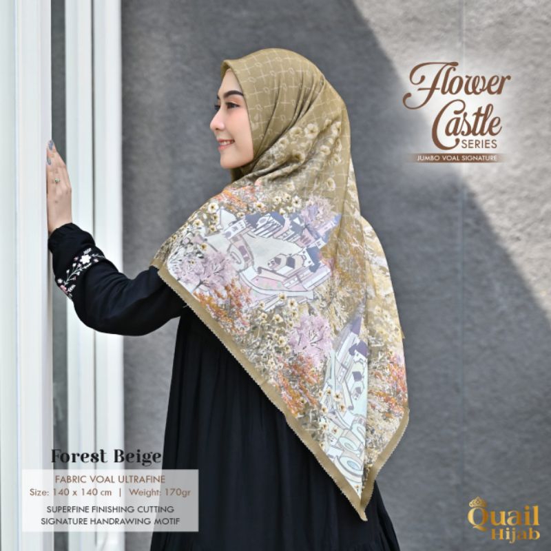 Flower Castle Series Original Quail Hijab Wanita Voal Ultrafine