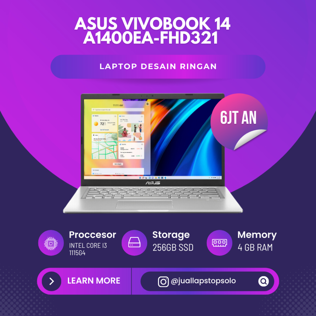 Asus VivoBook 14 A1400EA-FHD321 -  [i3 1115G4-4GB-SSD 256GB]