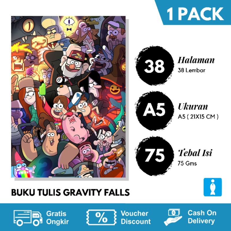 

BUKU TULIS SEKOLAH 38 LEMBAR / BUKU TULIS GRAVITY FALLS ISI 5 BUKU TULIS