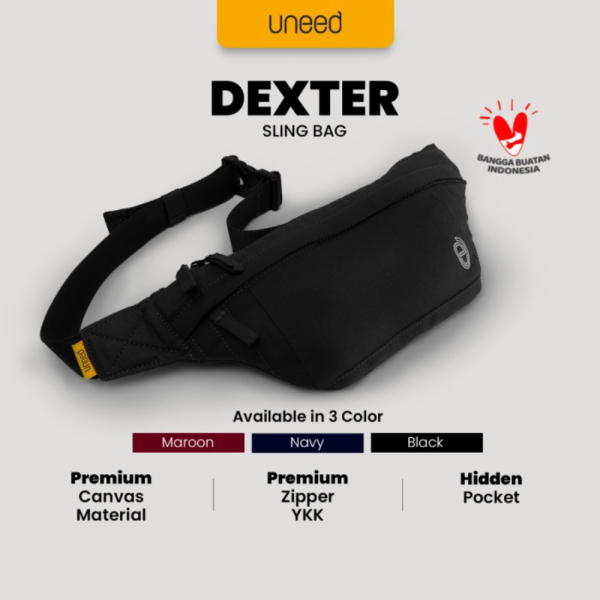 Dijual Uneed Tas Selempang Waist Bag Dexter Sling Bag - UNB224 - Black Berkualitas