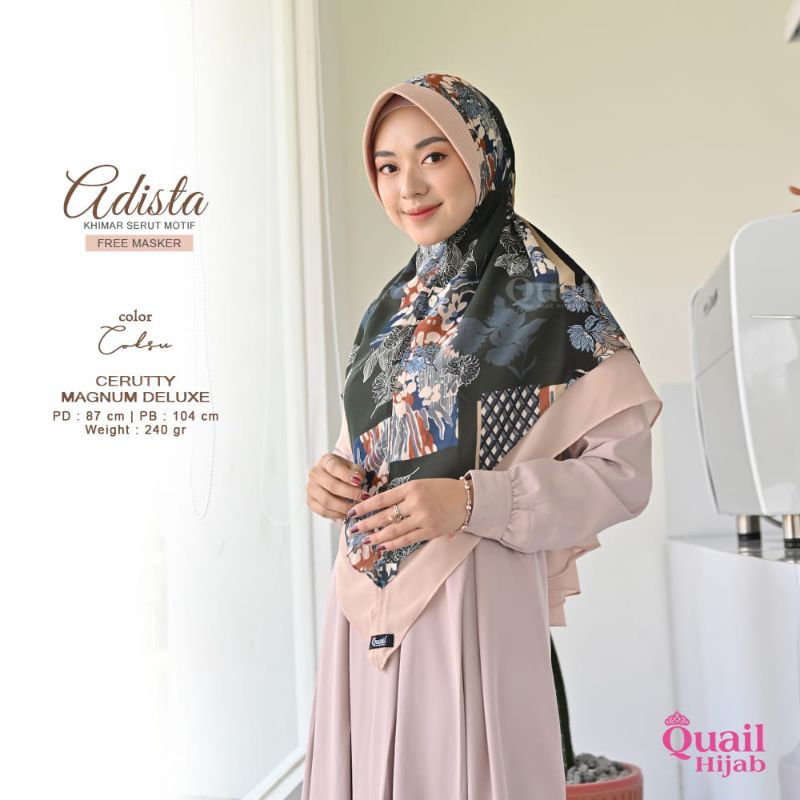 Adista Khimar Original Quail Hijab Wanita Cerutty Magnum Duluxe Khimar Motif