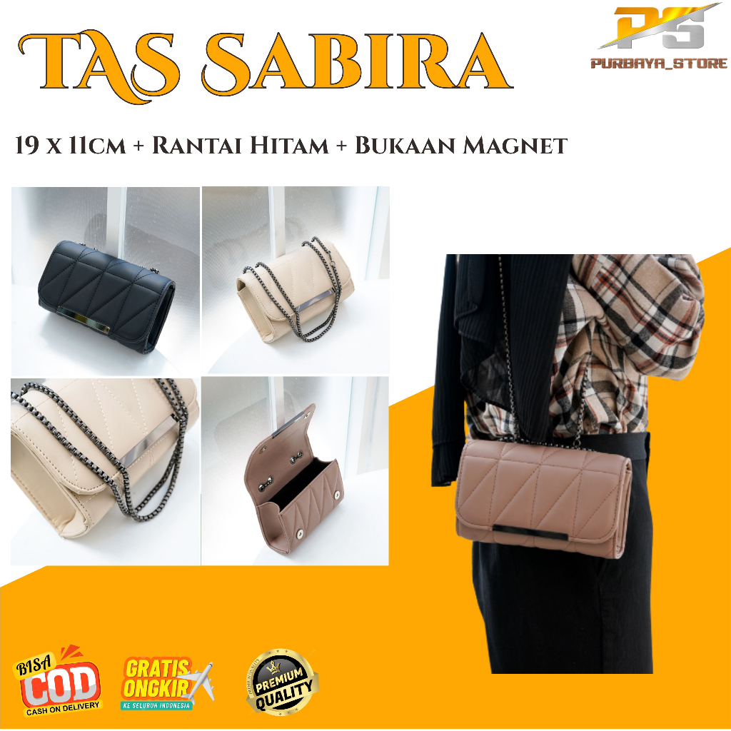 SABIRA BAG ~ Tas Selempang Wanita Rantai Hitam Tas Wanita Murah Sling Bag Shoulder Bag Grosir