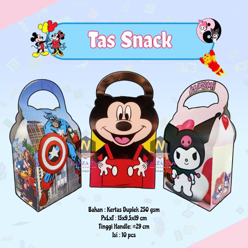 

Tas ultah SNACK Karakter Isi 10 Pcs