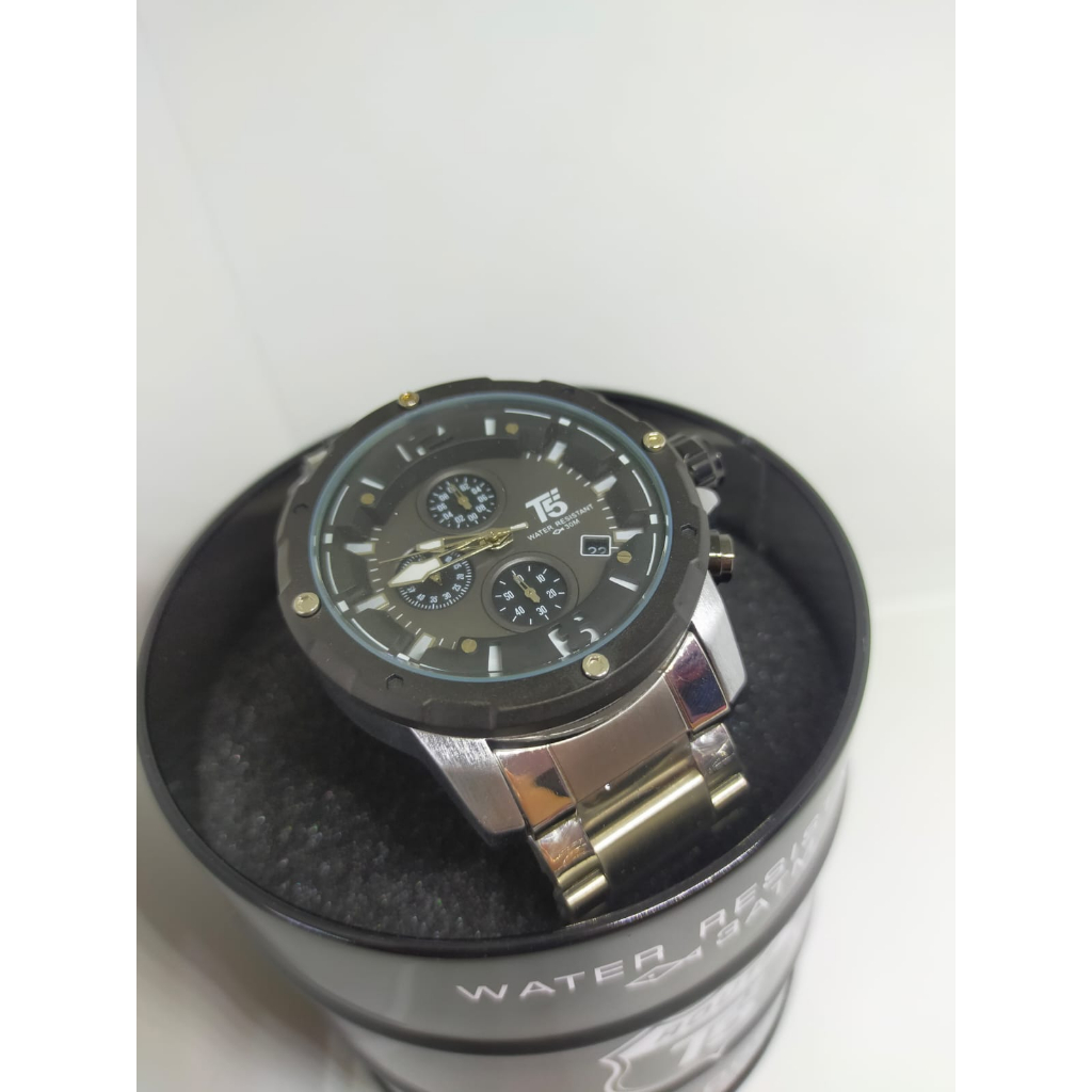 JAM TANGAN PRIA T5 H3589 ORIGINAL RANTAI SILVER