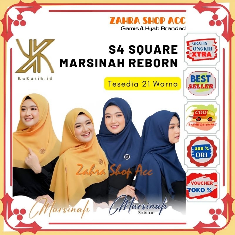 Hijab S4 Square Marsinah Reborn by Kukasih Brand Sister Puan Jilbab Segi Empat Bahan Ultrafine Cutti