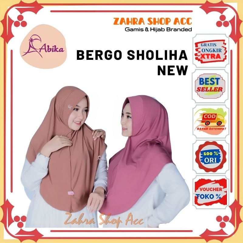 Bergo Sholiha New AB396 By Abika Hijab Instan Bahan Stella Branded Premium Original