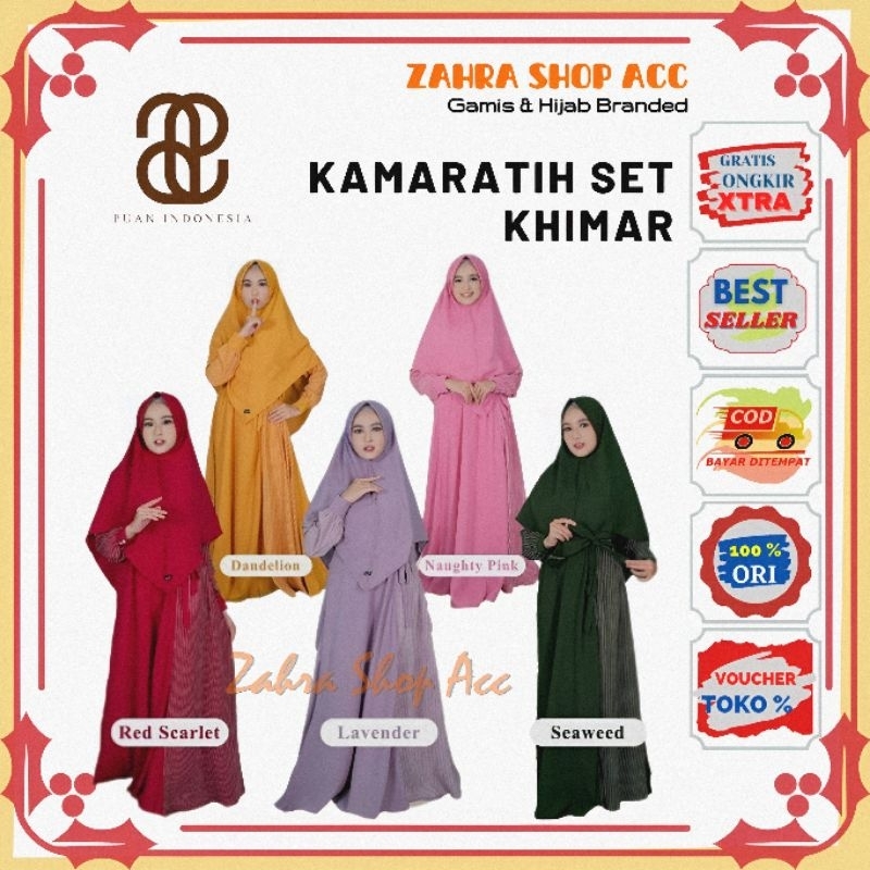 Gamis Set Khimar Kamaratih By Puan Indonesia Bahan Wallycrape Superior Branded Premium Original