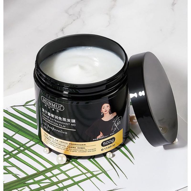 HUNMUI 500g caviar mewah pelembab dan evaporasi-free film memperbaiki kerusakan rambut lembut/krim p
