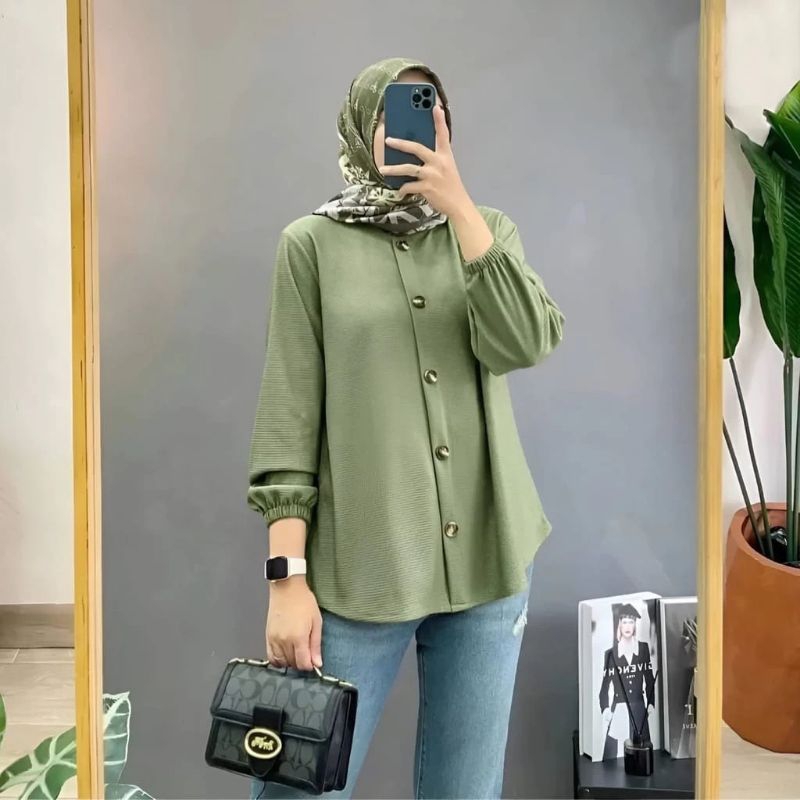 Devanca CRINCLE Shirt Atasan Kemeja Blouse Bahan  CEY AIRFLOW CRINKLE