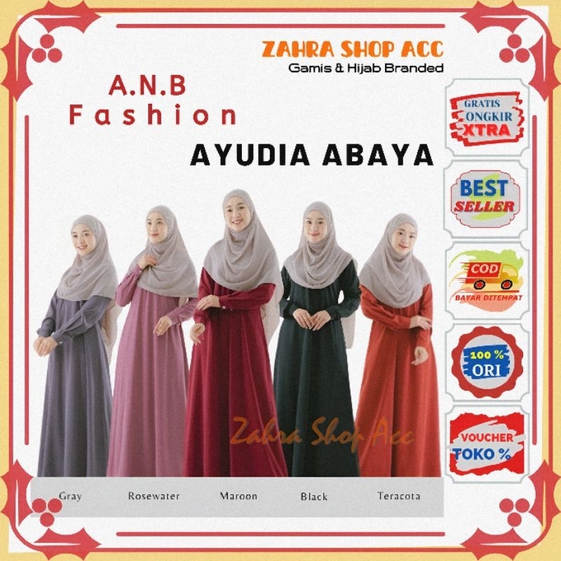 Gamis Ayudia Abaya By ANB Fashion Bahan Wolfis Exclusive Busui Friendly Saku Kanan