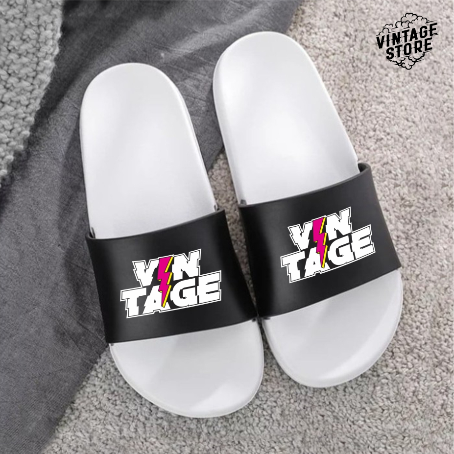 SANDAL SLOP PRIA VINTAGE WARNA PUTIH UKURAN 39 SAMPAI 43 SLIP ON ORIGINAL  SENDAL PRIA DAN WANITA TE
