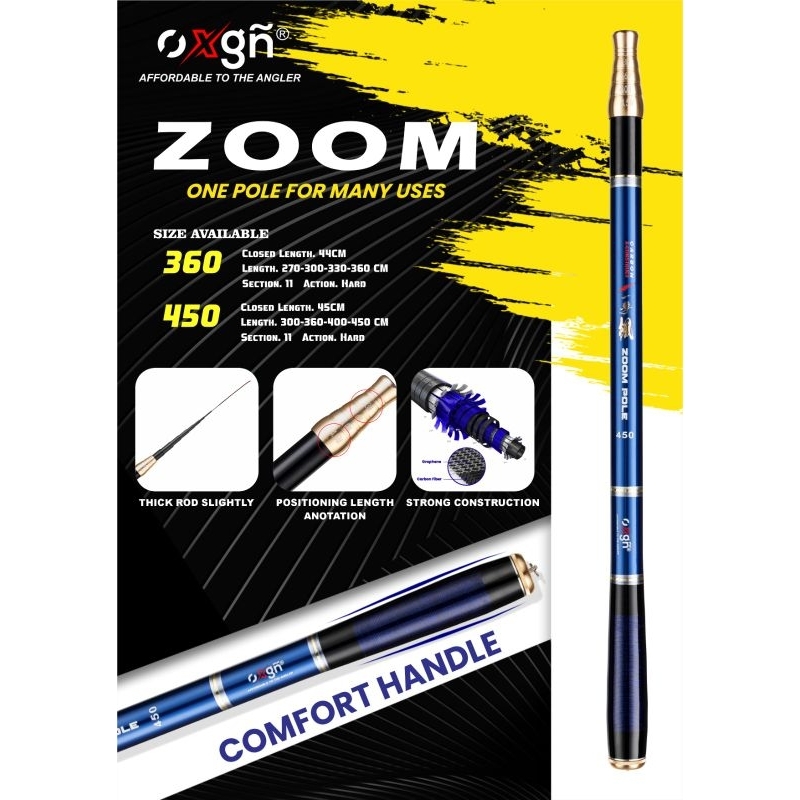 joran pancing tegek pole carbon oxgn zoom pole 360 450 540 630