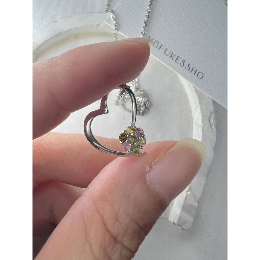 Liontin Pendant Batu Alam Watermelon Tourmaline Hati