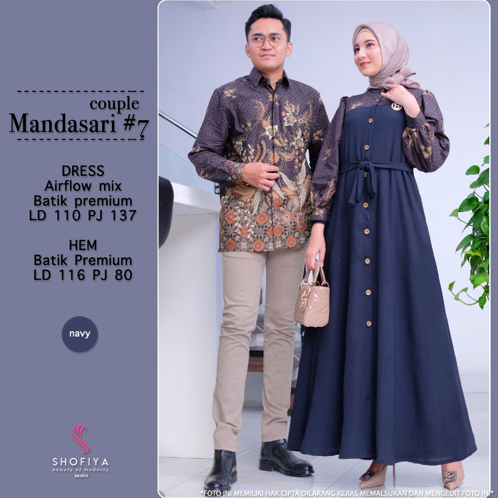 MANDASARI COUPLE ORIGINAL BY SHOFIYA BAJU COUPLE DRESS KEMEJA BATIK SARIMBIT BATIK MODEL KEKINIAN