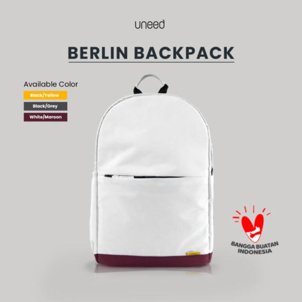 Jual UNEED Tas Ransel Tas Laptop Berlin Backpack - UNB122 - White Maroon Limited
