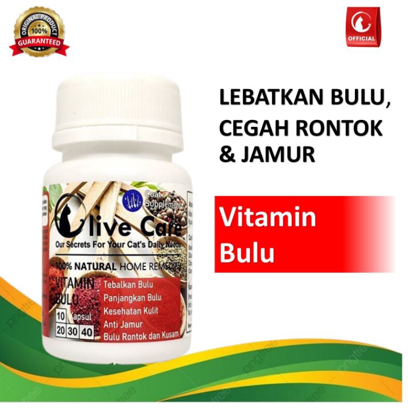 Olive Care Vitamin Kucing BULU untuk Bulu Panjang Lebat, Bulu Halus, Warna Bulu, Cegah Jamur dan Bul
