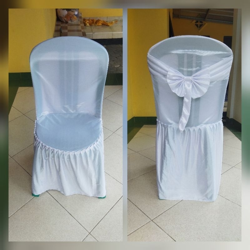 Sarung Kursi Plastik Napoly Putih Polos / Sarung Kursi / Cover Kursi / Pembungkus Kursi