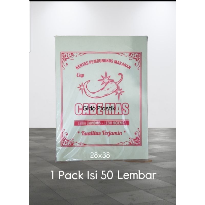 kertas bungkus nasi isi 50 lembar/kertas nasi coklat tahan panas/ ukuran 28x38