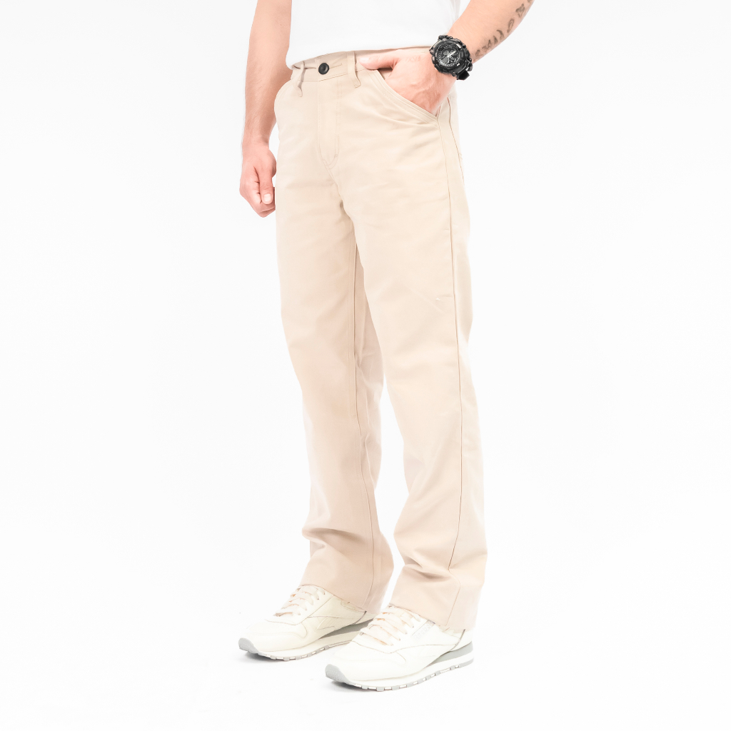 Chino Reguler Gombrong Forthright Cream Loose Celana Oversize Nyaman Pria