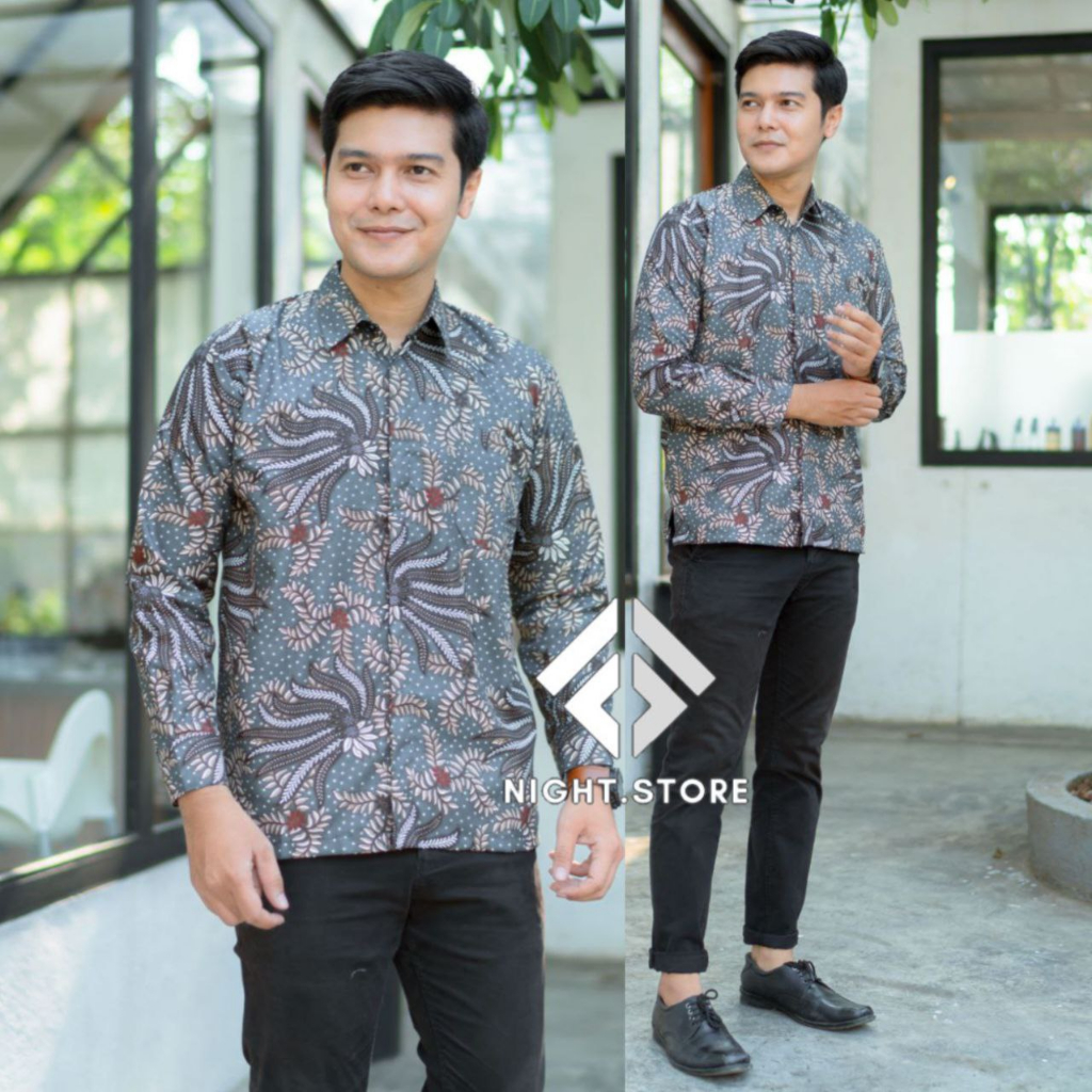 Kemeja batik pria lengan panjang terlaris baju batik modern