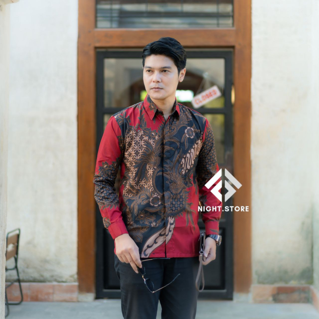 Kemeja batik pria lengan panjang terlaris baju batik modern