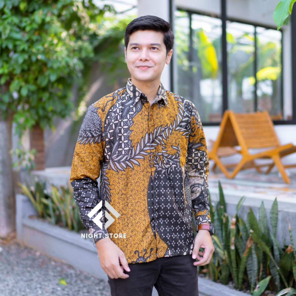 Kemeja batik pria lengan panjang terlaris baju batik modern