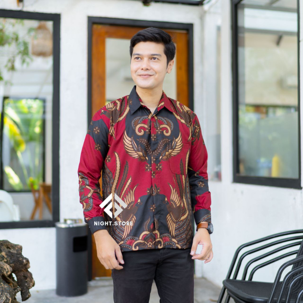 Kemeja batik pria lengan panjang terlaris baju batik modern