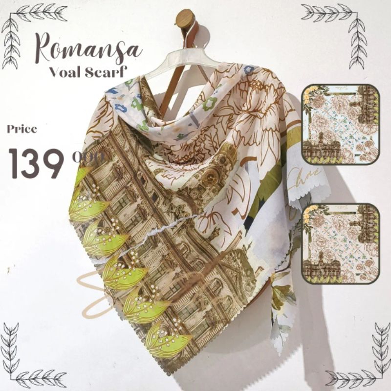 Romansa Signature Voal Scarf jilbab Segiempat hijab motif klasik