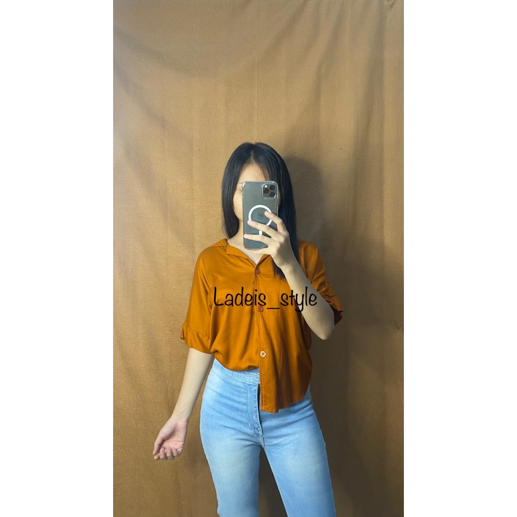 EMEJA CROP WANITA/KEMEJA PENDEK WANITA/KEMEJA POLOS PENDEK WANITA TERBARU/KEMEJA RAYON