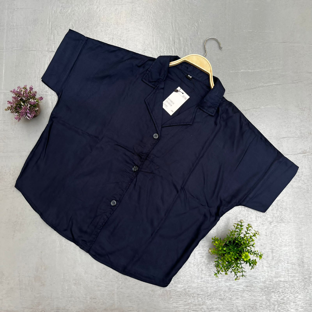 KEMEJA CROP WANITA/KEMEJA PENDEK WANITA/KEMEJA POLOS PENDEK WANITA TERBARU/KEMEJA RAYON