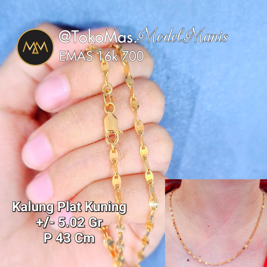 Kalung Herme Flat Emas Kuning 700 kadar 16k