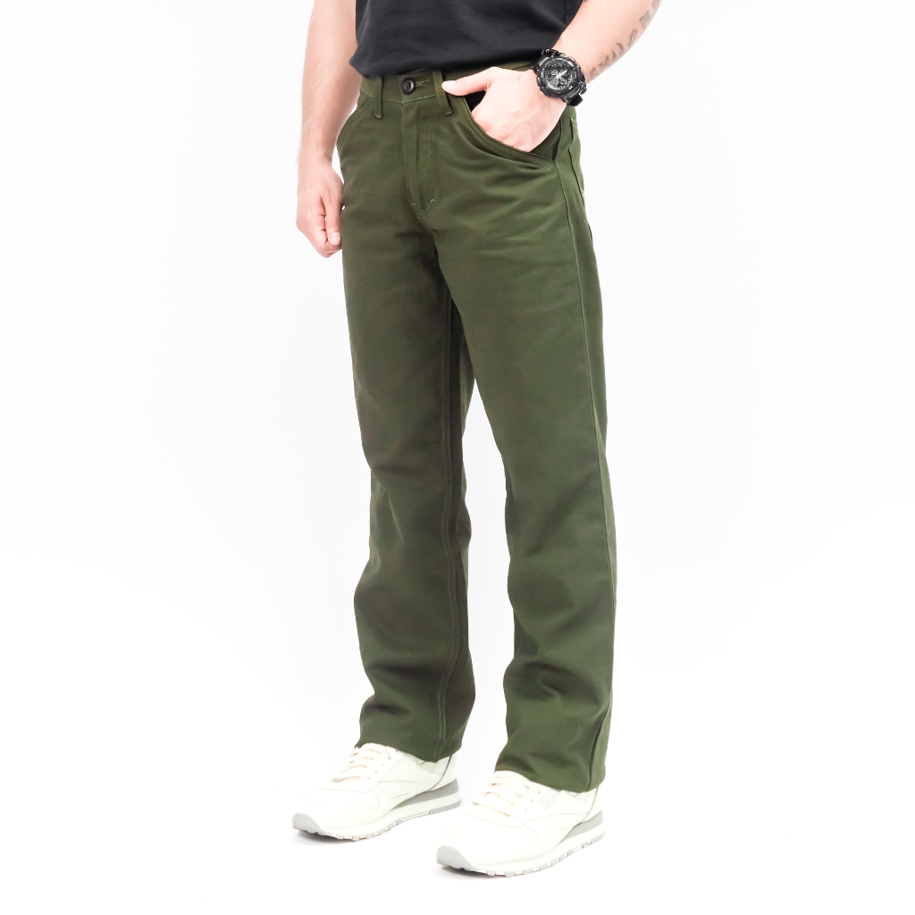 Chino Reguler Gombrong Forthright Hijau Army Loose Celana Oversize Nyaman Pria