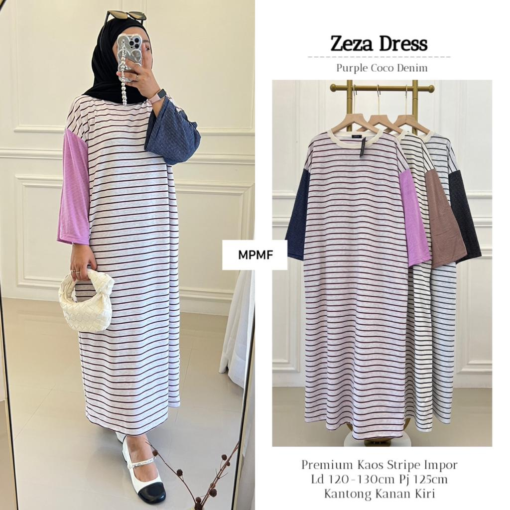 ZEZA DRESS GAMIS KAOS STRIPE ORI BY MPMF
