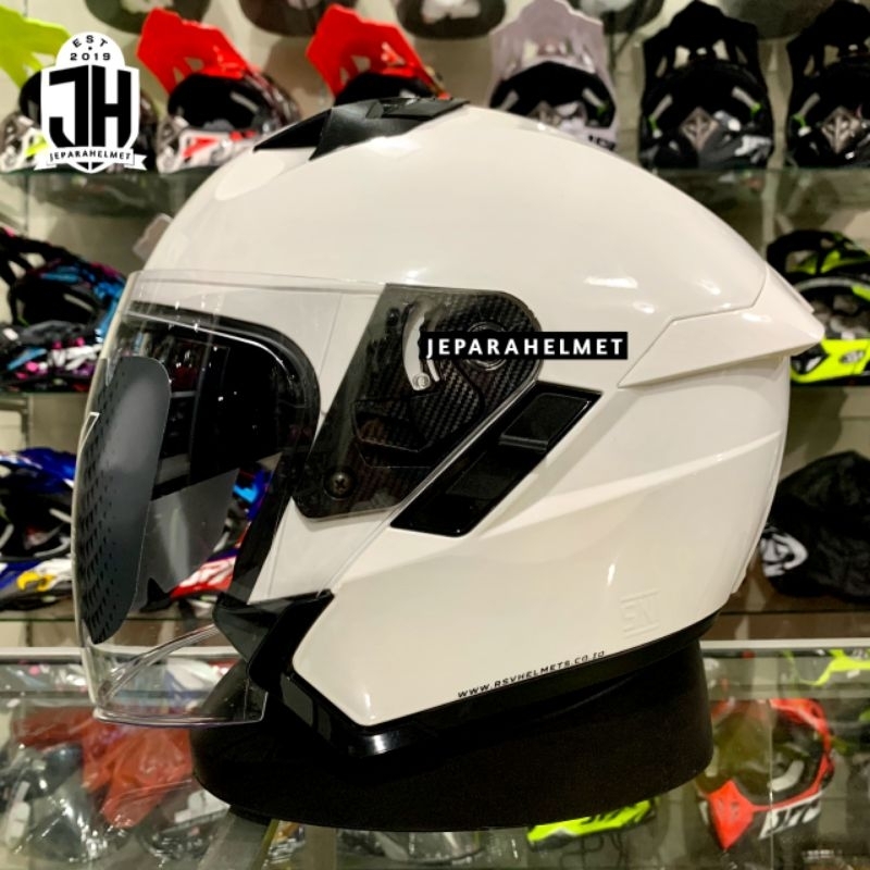 Helm Half Face RSV SV 300 Double Visor Solid Polos White Putih Glossy | Helm RSV SV 300 Half Face So