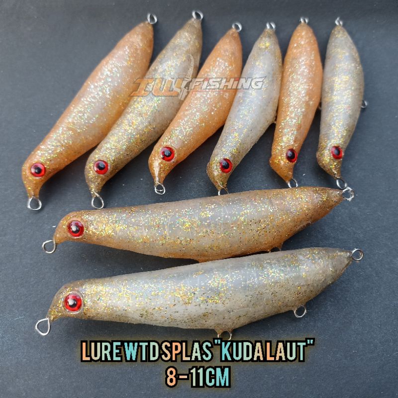 Lure WTD splas kuda laut 8 cm - 11 cm top water bahan lem tembak DKA handmade