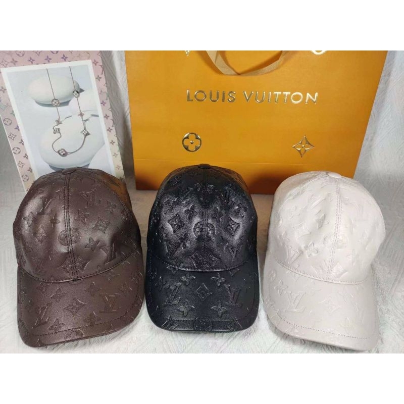 topi lv monogram embos leather topi baseball import unisex